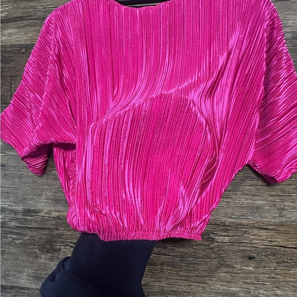 Julia by Love J Pink Puff Sleeve Cropped Blouse - Picture 2 of 5